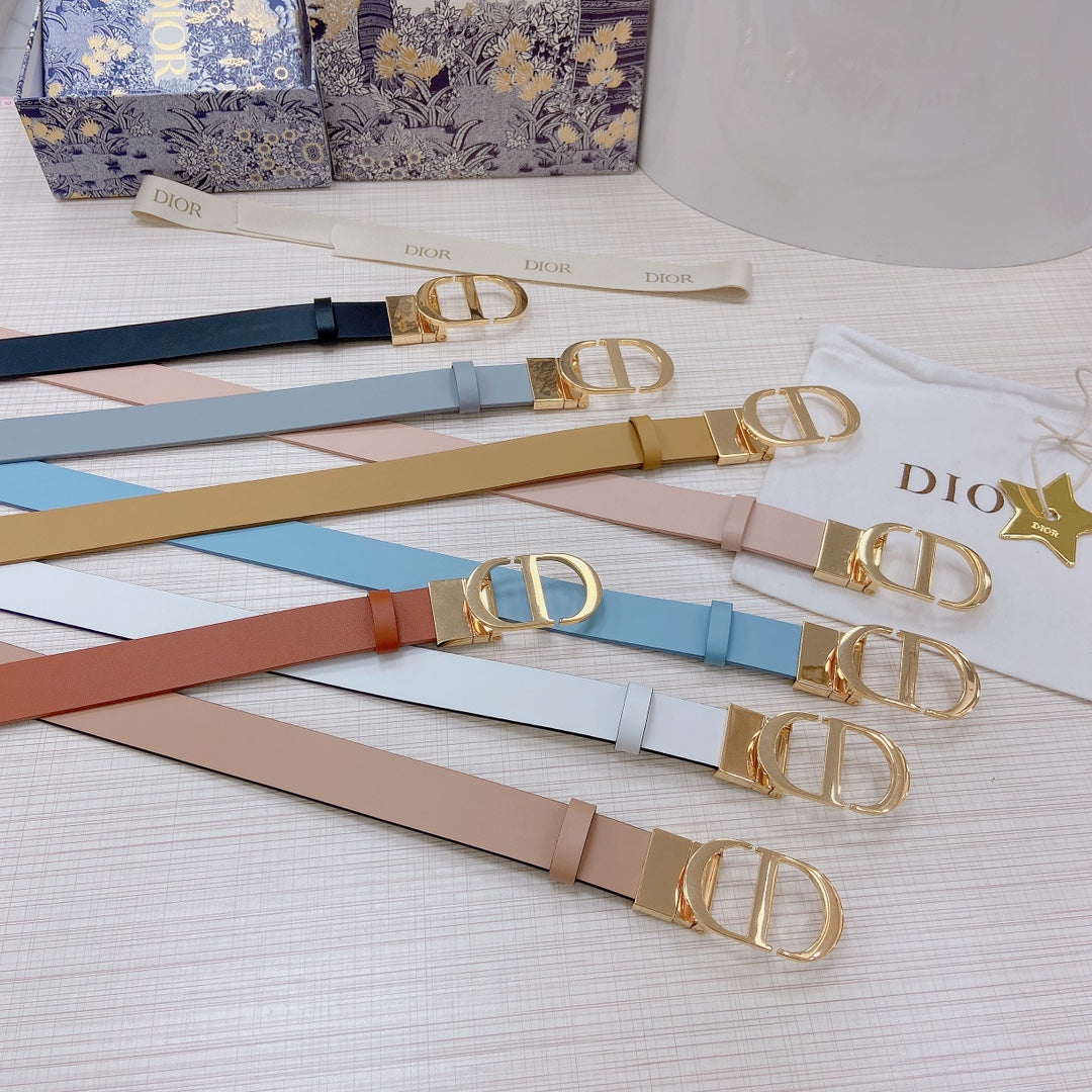 3.0cm Reversible Calfskin Leather Belt – Rotating Metal Buckle