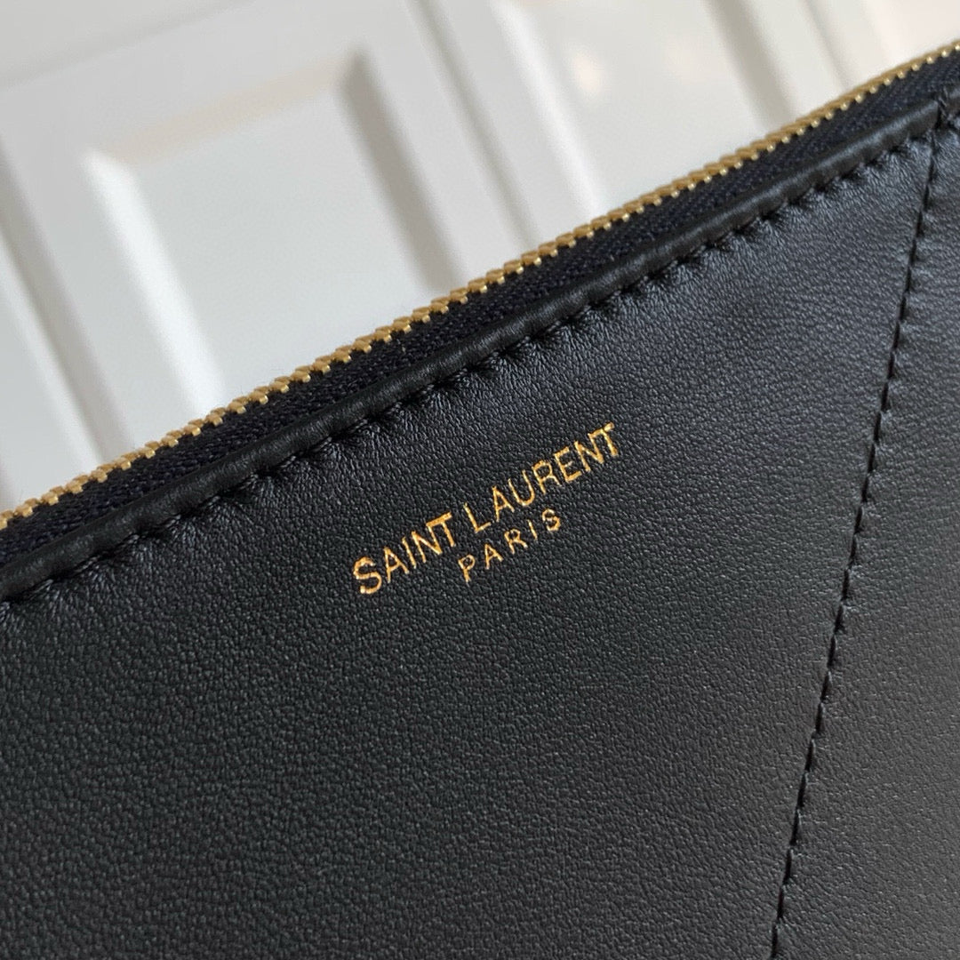 Elegant Black Lambskin Shoulder Tote