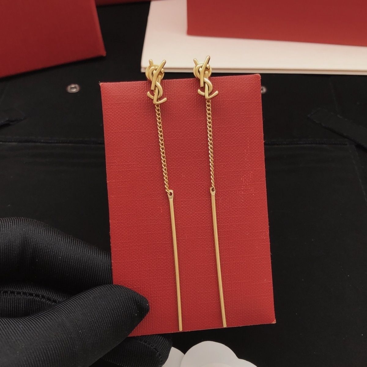 Gold Drop Chain Earrings