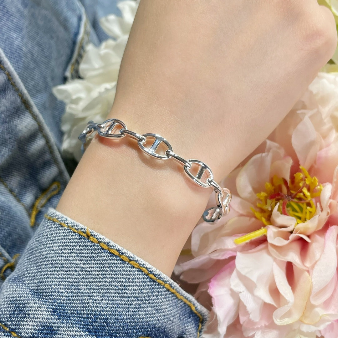 HRMS 925 Silver Open Cuff Bracelet
