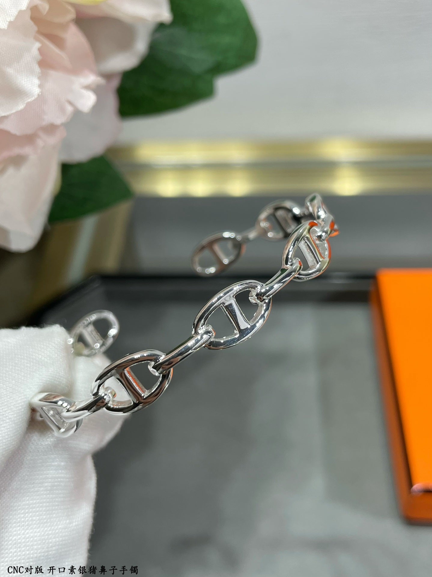 HRMS 925 Silver Open Cuff Bracelet