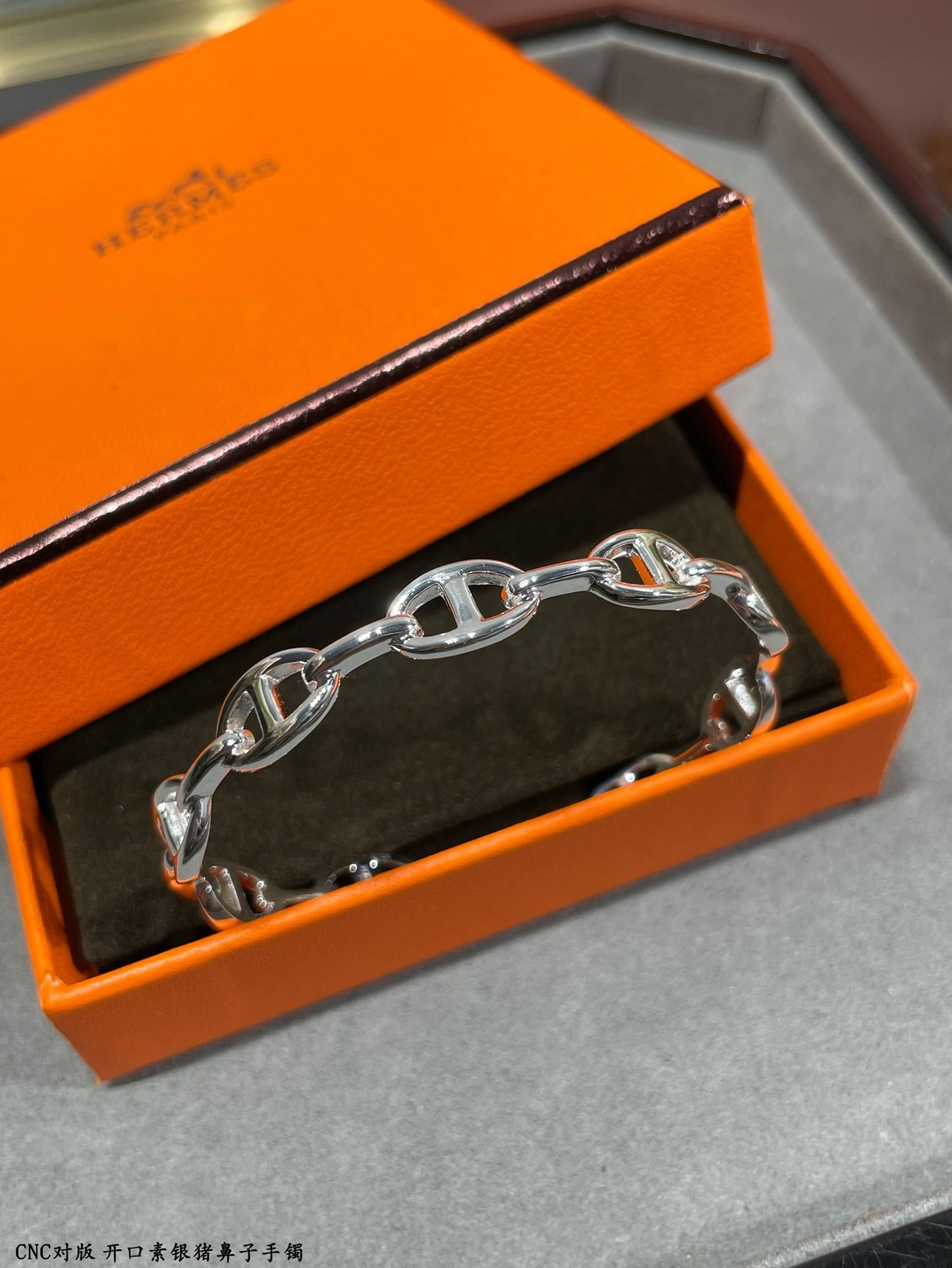 HRMS 925 Silver Open Cuff Bracelet