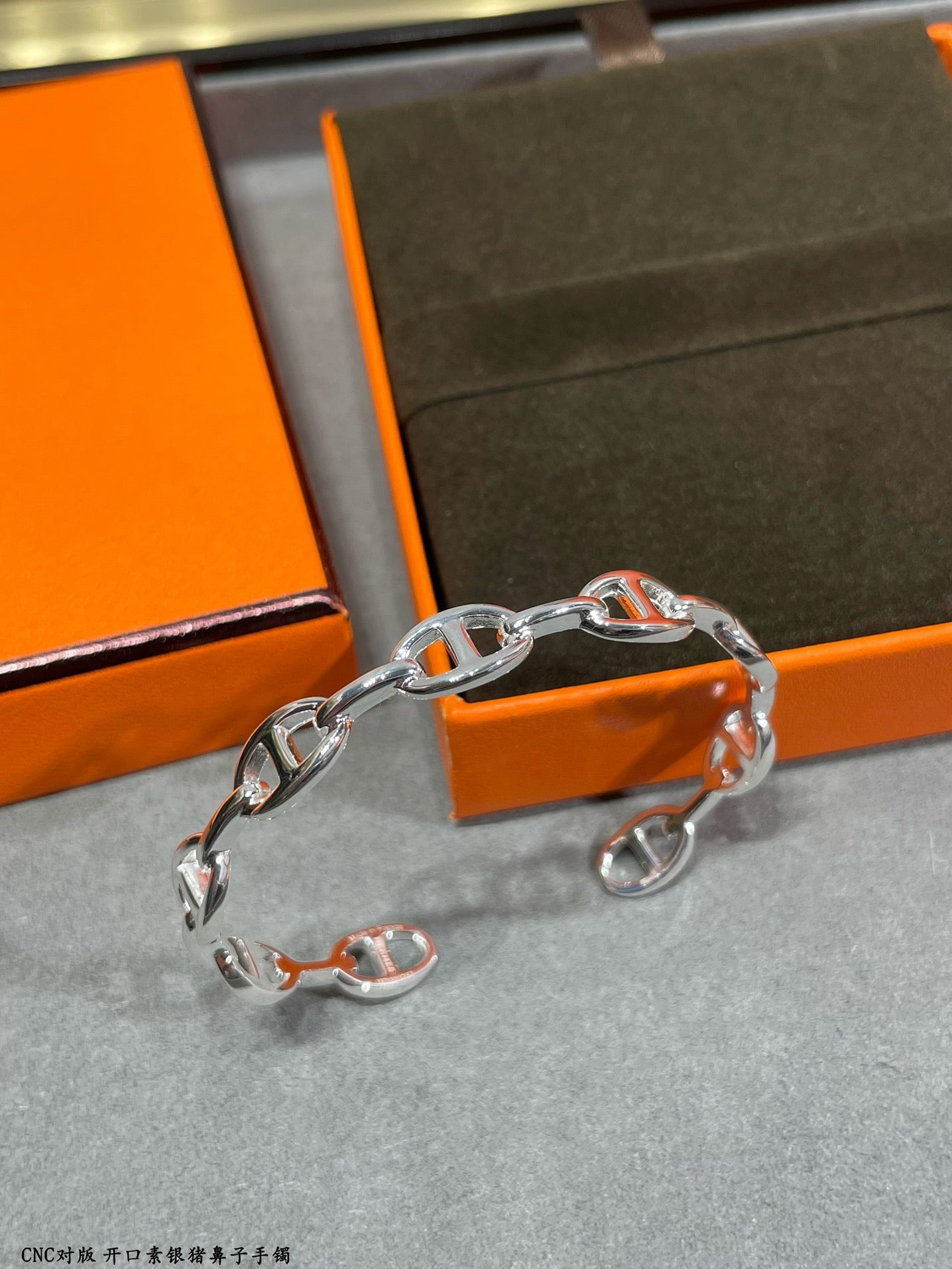 HRMS 925 Silver Open Cuff Bracelet