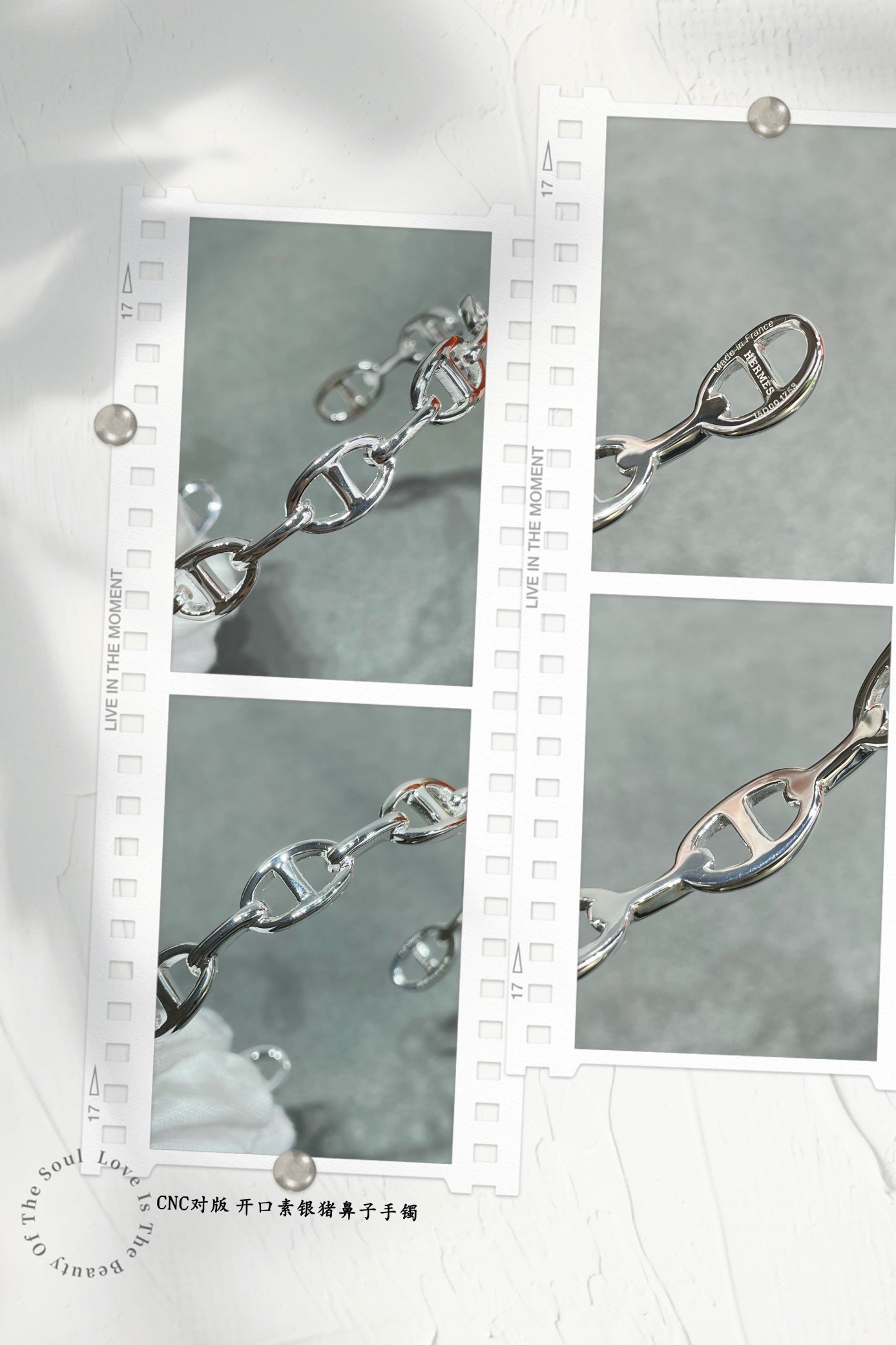 HRMS 925 Silver Open Cuff Bracelet