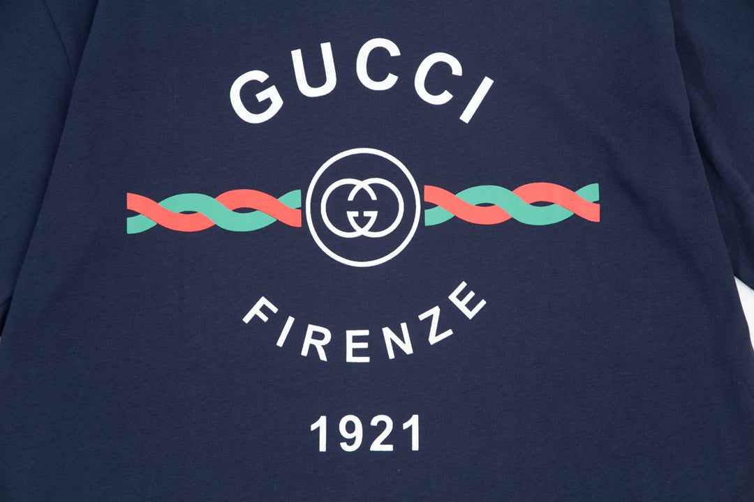 “Firenzc 1921” Double-G Print Short Sleeve T-Shirt