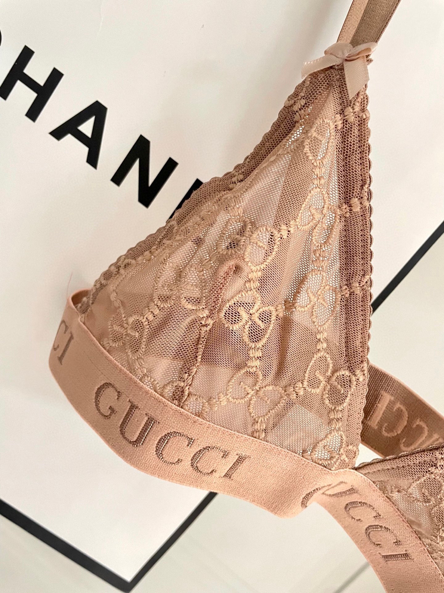 Sheer Mesh Embroidered Bodysuit – Deep V & Lace Detail