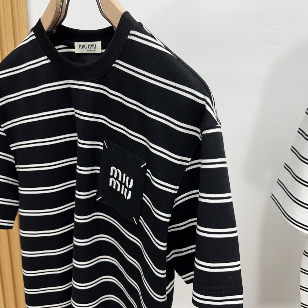 2025 Unisex Striped Knit T-Shirt – Retro College Vibes