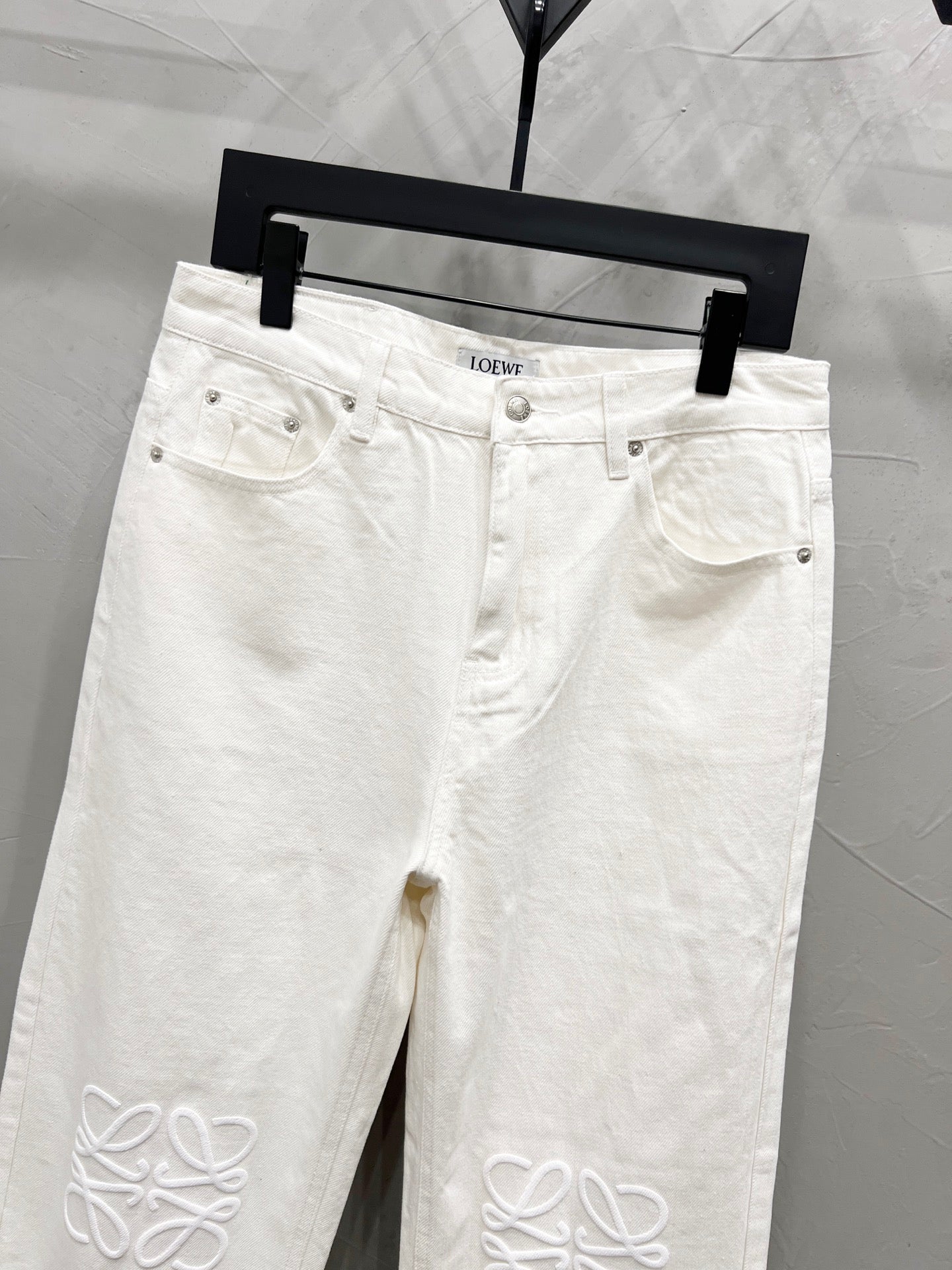 Unisex Printed Zip Straight-Leg Pants – White