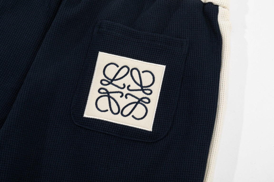 Unisex Embroidered Patchwork Waffle Shorts – Premium Textured Fabric