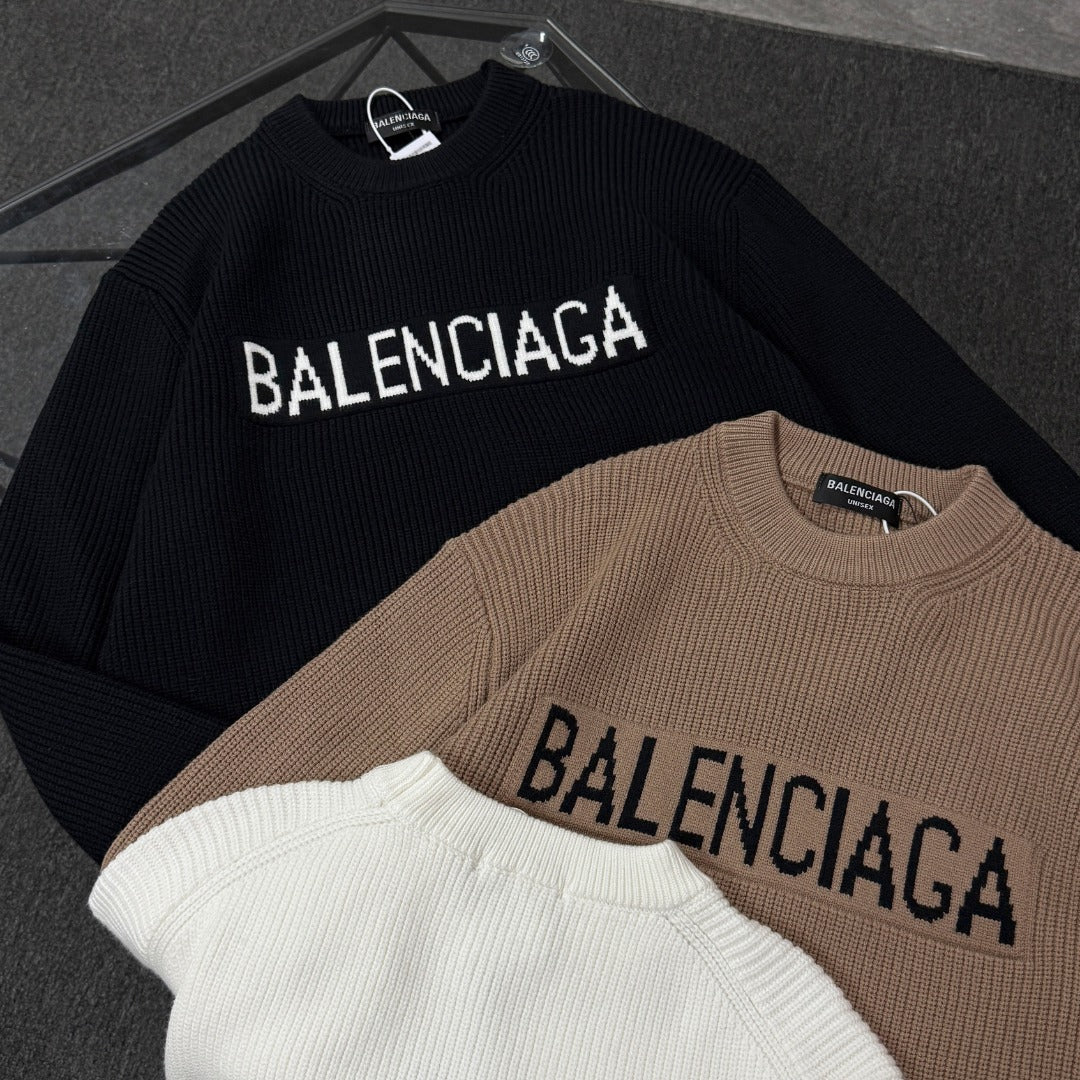 Unisex Jacquard Wool Knit Sweater – Oversized Fit