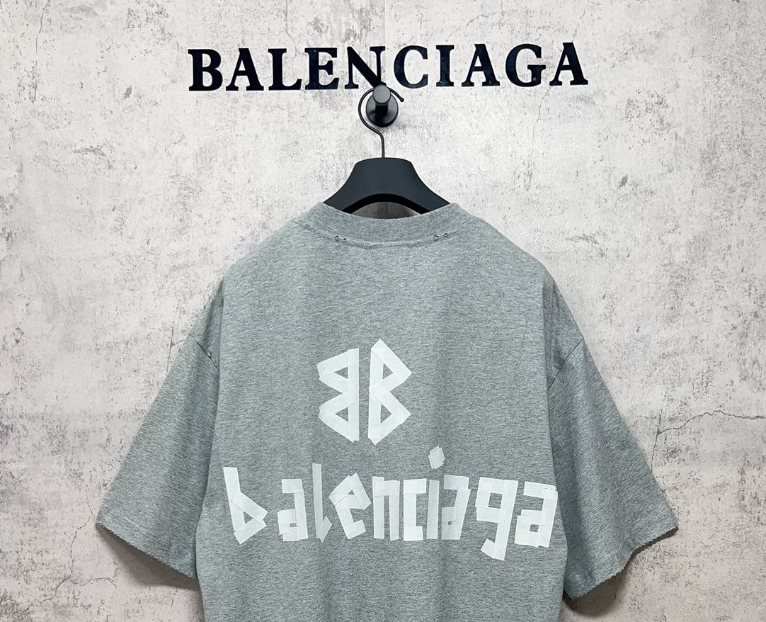 Unisex Distressed Tape-Effect Print T-Shirt – Premium Cotton