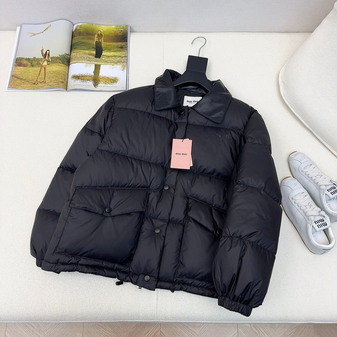 Quilted Contrast Collar Down Jacket