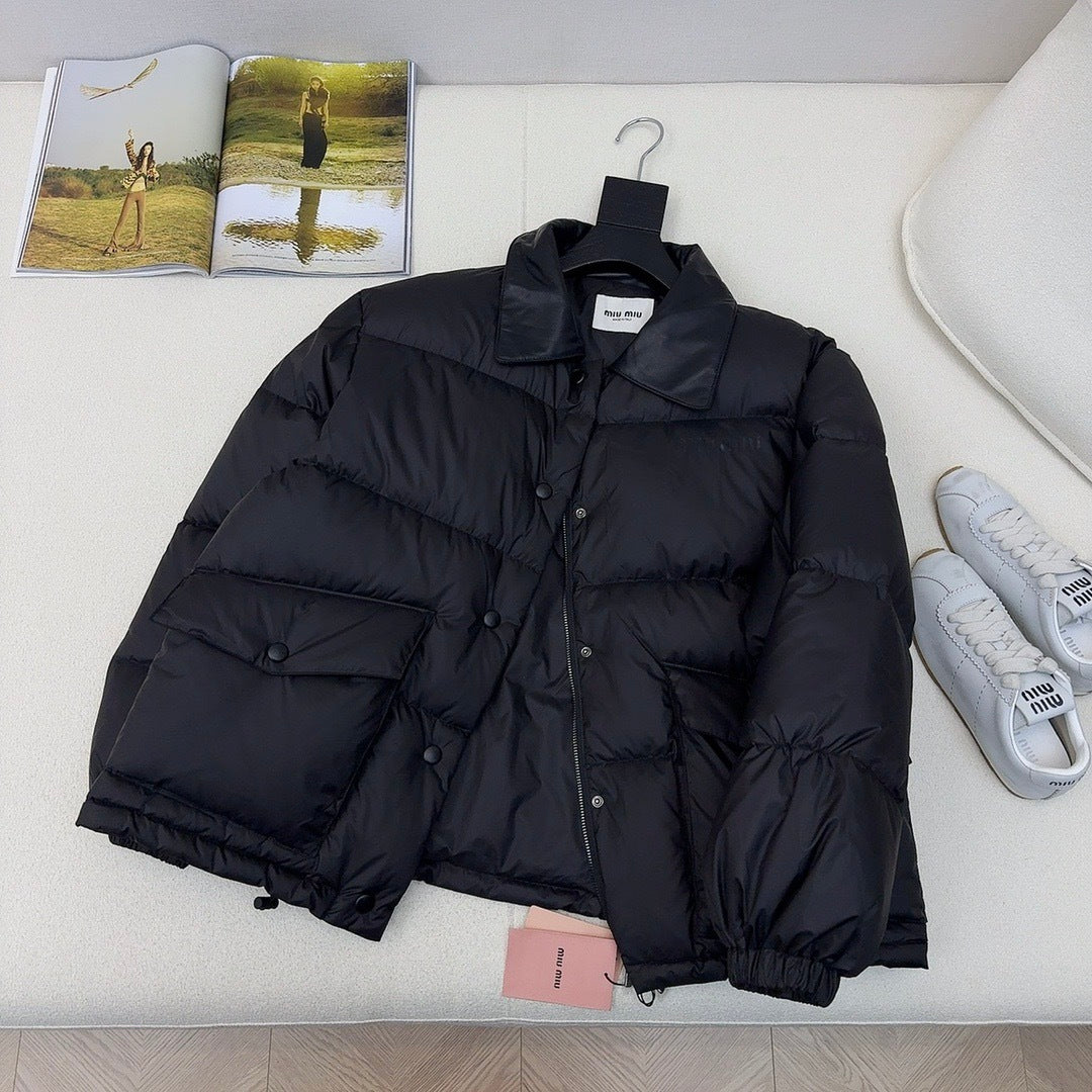 Quilted Contrast Collar Down Jacket