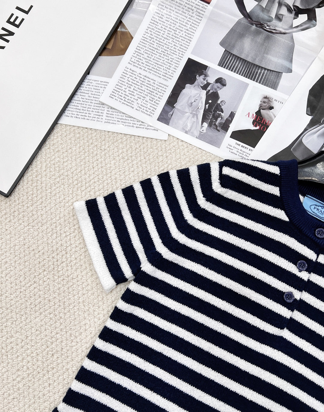 Soft &  Chic Striped Knit Polo T-Shirt