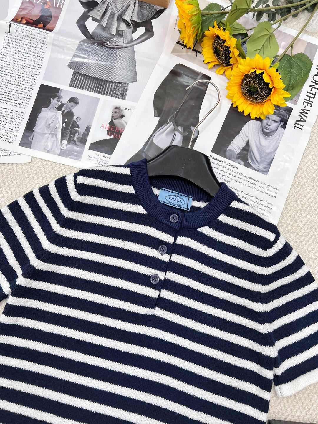 Soft &  Chic Striped Knit Polo T-Shirt