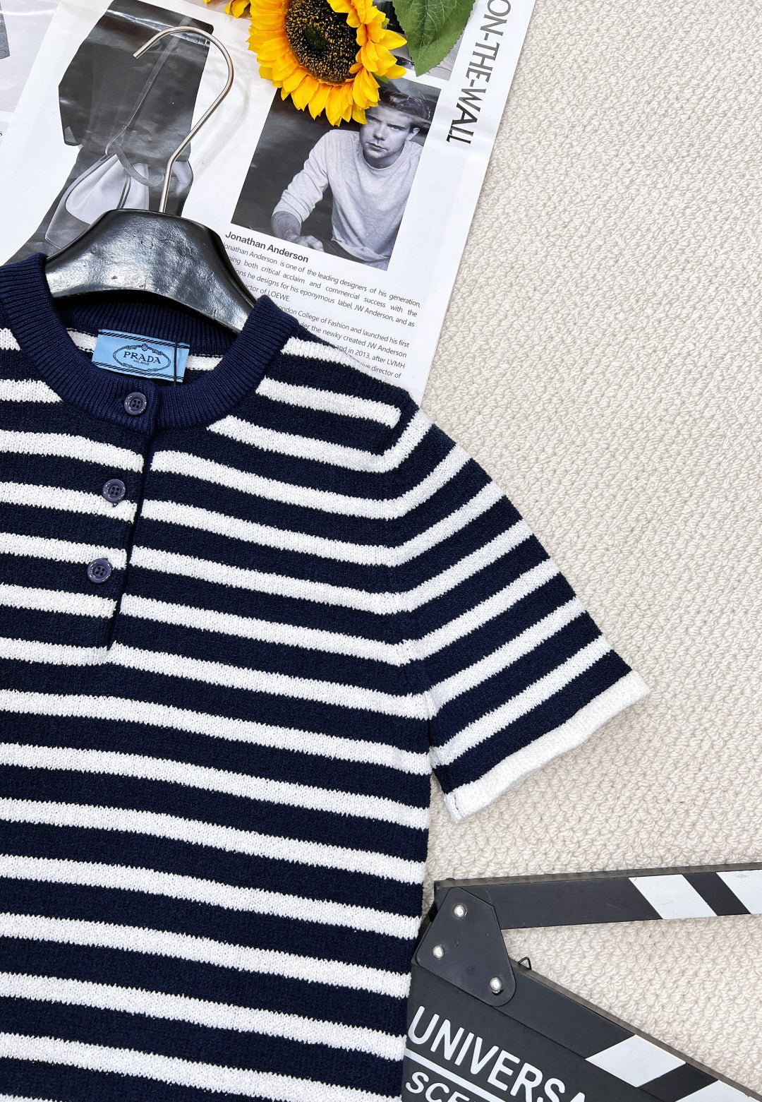 Soft &  Chic Striped Knit Polo T-Shirt
