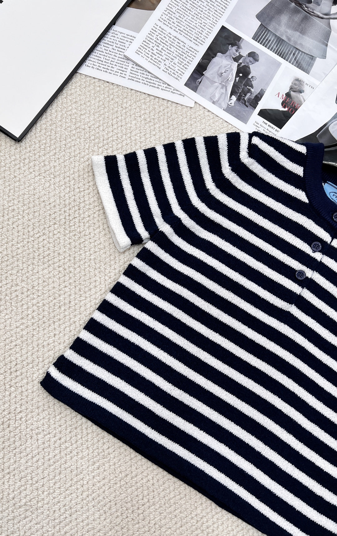 Soft &  Chic Striped Knit Polo T-Shirt