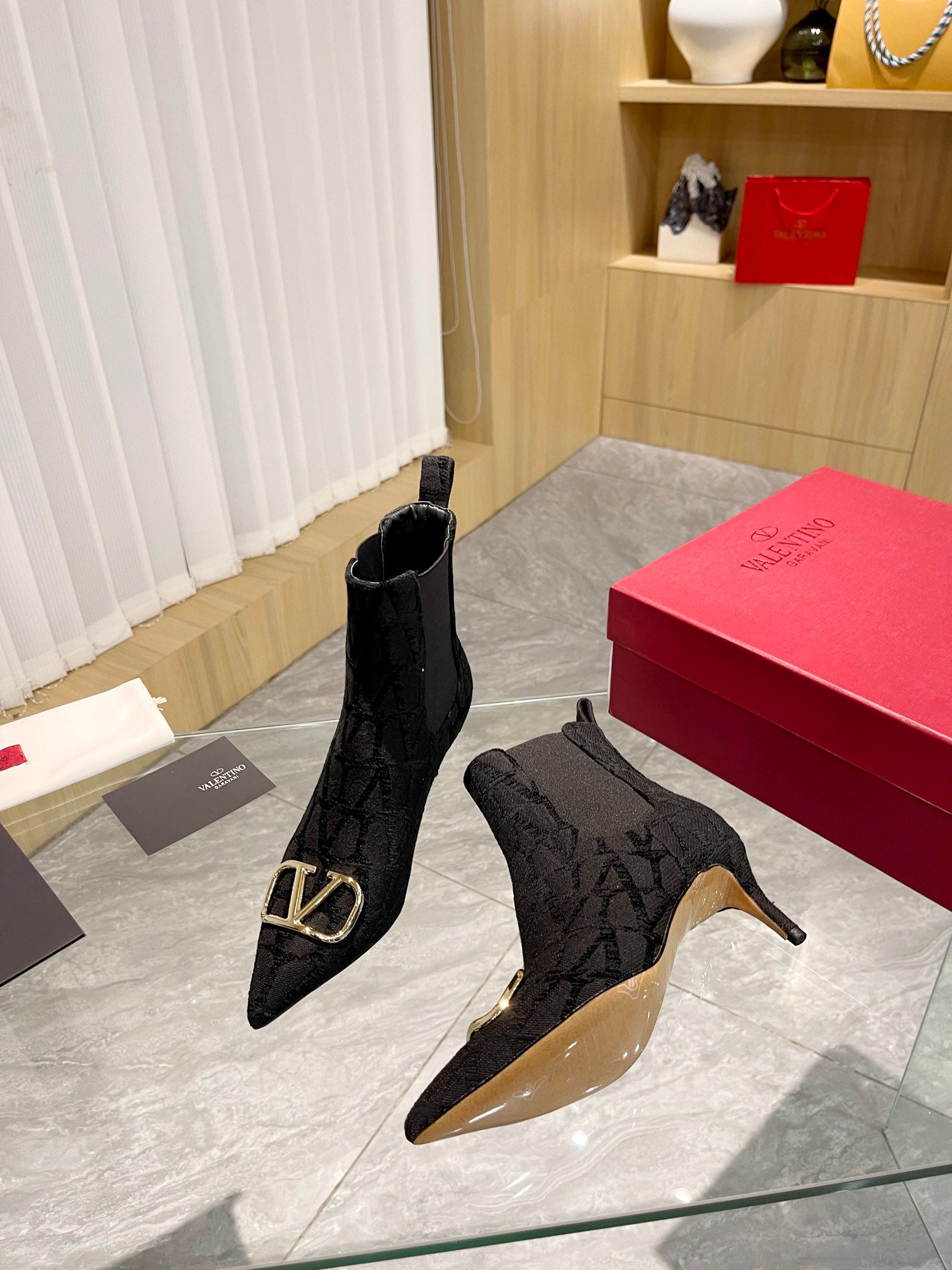 Elegant Printed Fabric Fashion Boots — Gold Buckle Edition