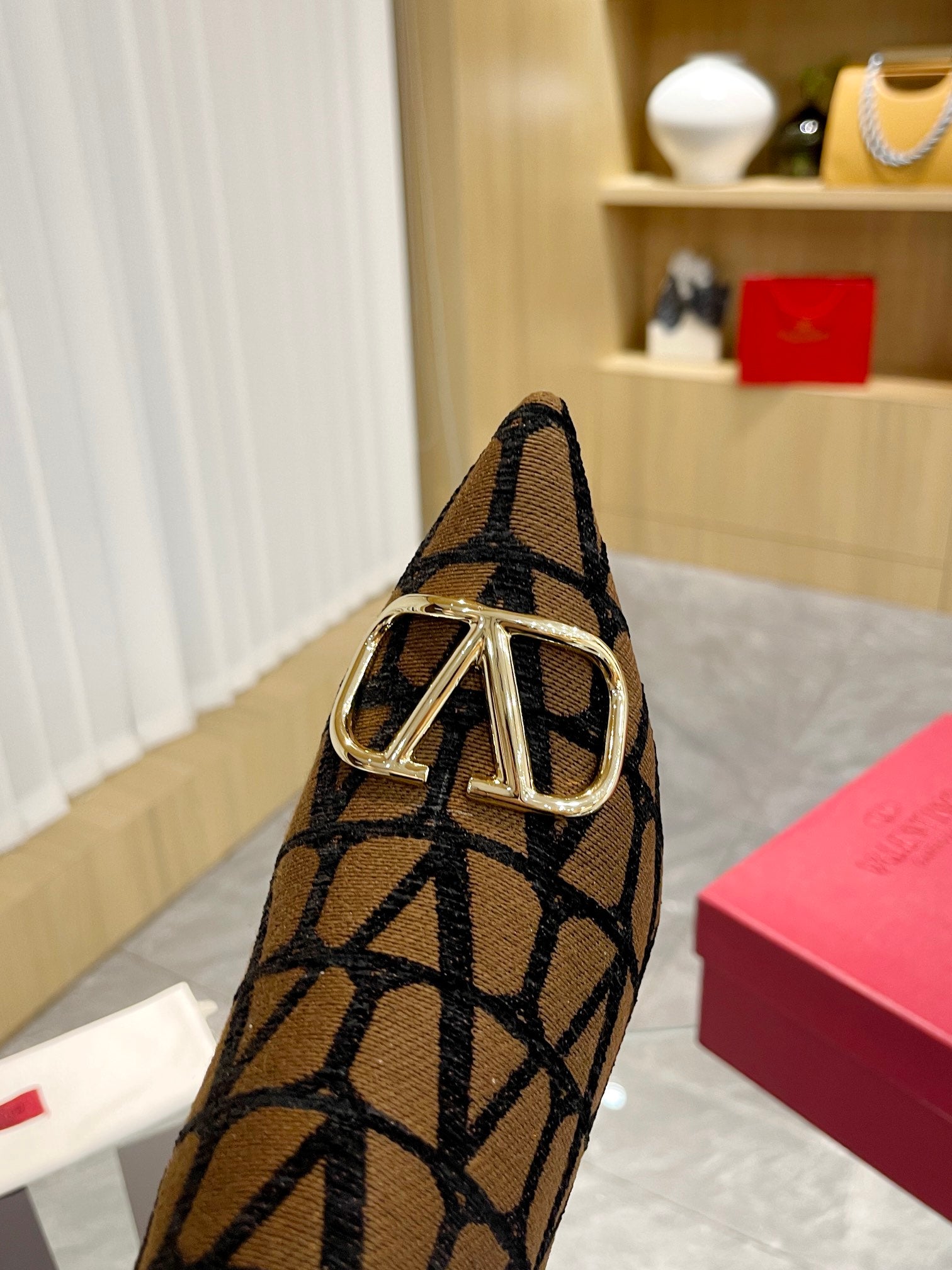 Elegant Printed Fabric Fashion Boots — Gold Buckle Edition