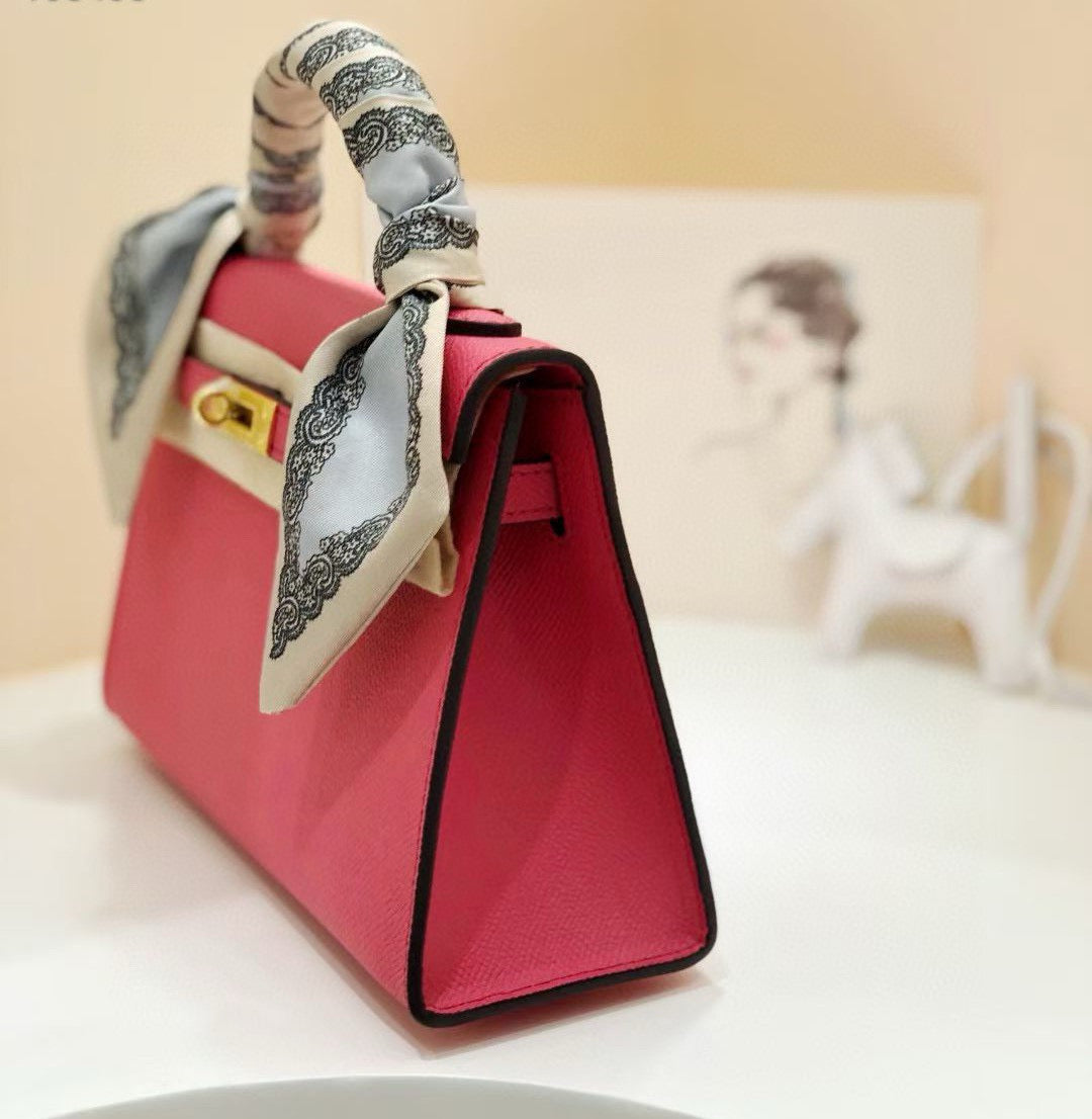 Kelly Palm-Grain Leather Structured Handbag