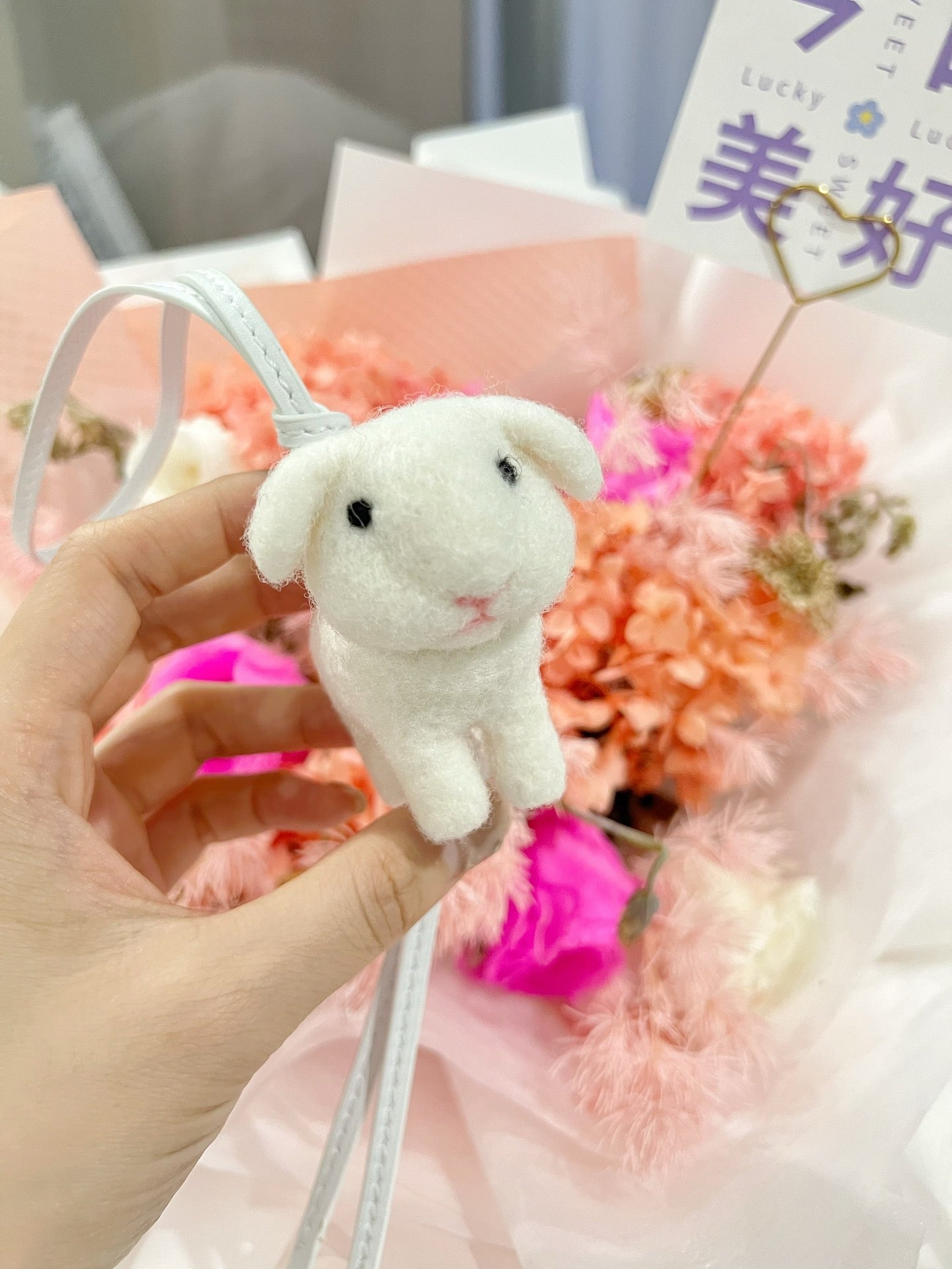 Felt & Leather Bunny Charm 🐰