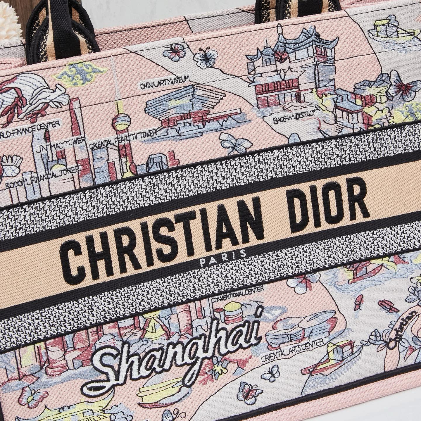 D Elegant Oversized Embroidered Tote Bag