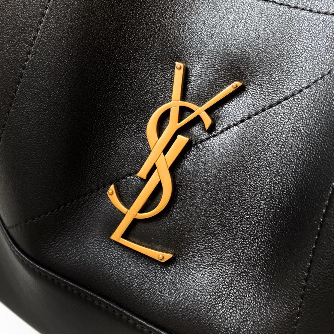 Elegant Black Lambskin Shoulder Tote