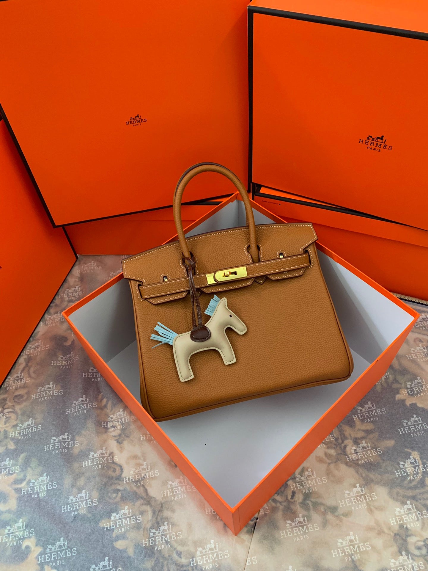 Birkin Platinum Color-Blocked Women's Bag from the Exclusive TOGO Series