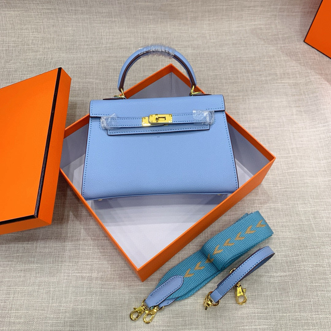 Kelly Palm-Grain Leather Structured Handbag