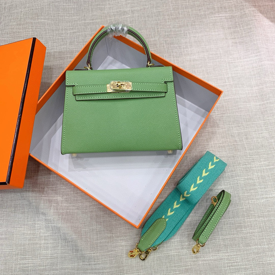 Kelly Palm-Grain Leather Structured Handbag