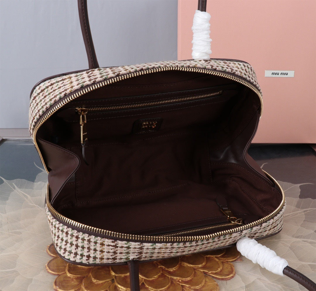 Houndstooth Structured Shoulder Bag (Premium Quality)