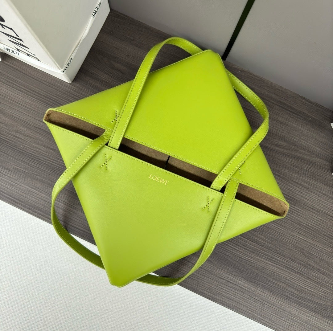 Glossy Leather Puzzle Fold Tote