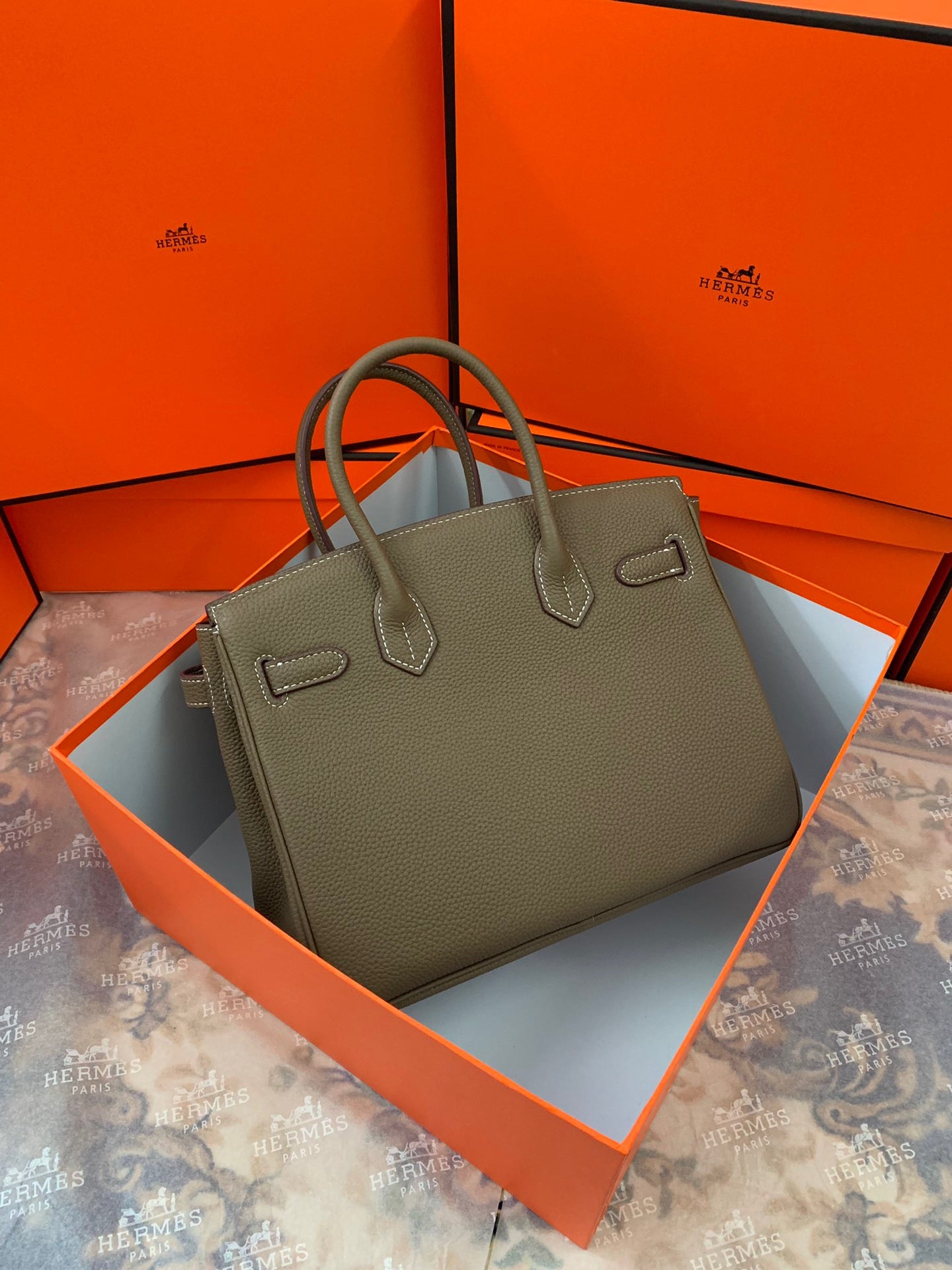 Birkin Platinum Color-Blocked Women's Bag from the Exclusive TOGO Series