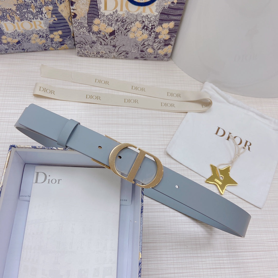 3.0cm Reversible Calfskin Leather Belt – Rotating Metal Buckle