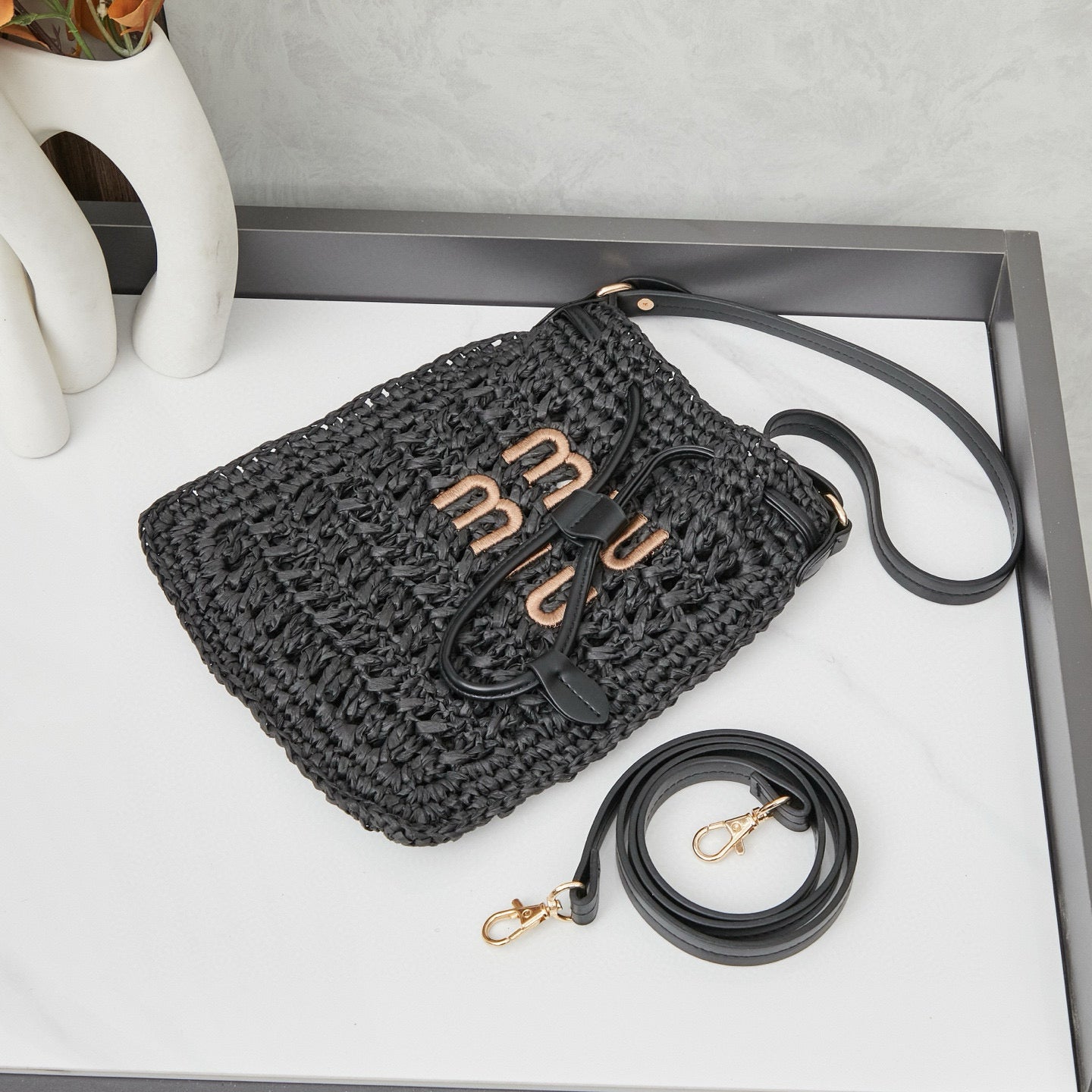 M. M Woven Bucket Bag