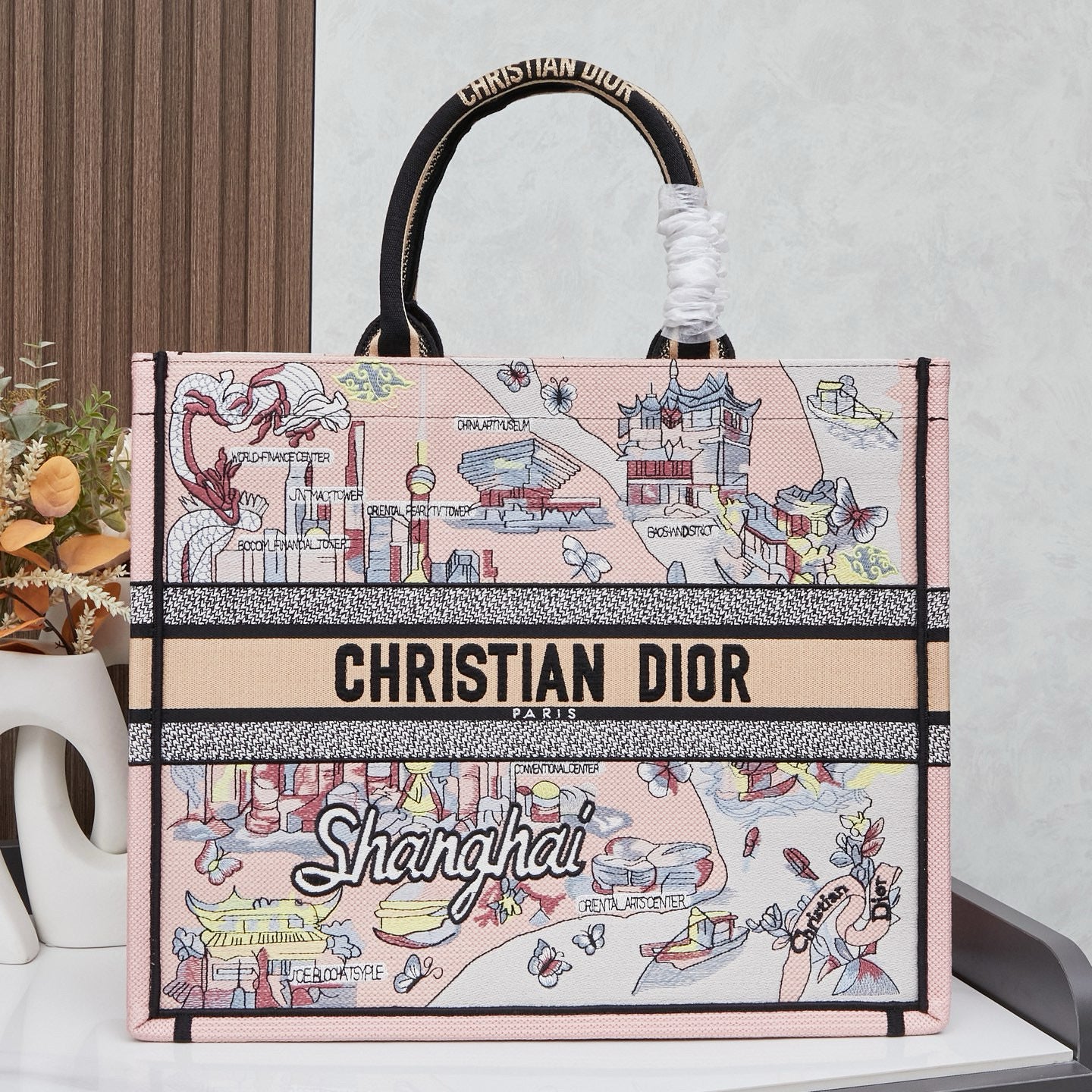 D Elegant Oversized Embroidered Tote Bag