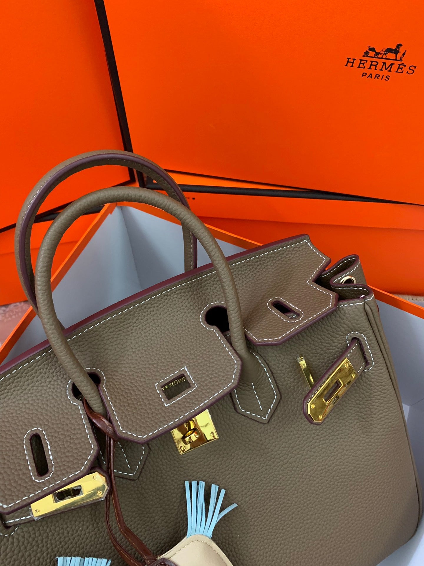 Birkin Platinum Color-Blocked Women's Bag from the Exclusive TOGO Series