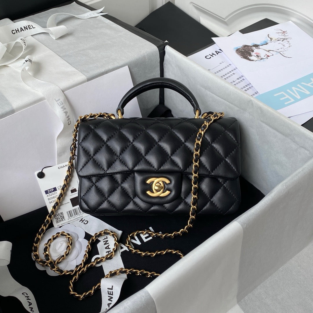 Mini Quilted Handle Flap Bag (Premium Quality)