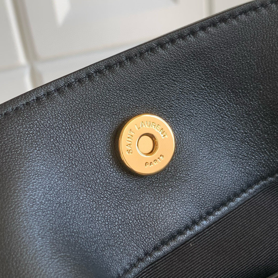 Elegant Black Lambskin Shoulder Tote