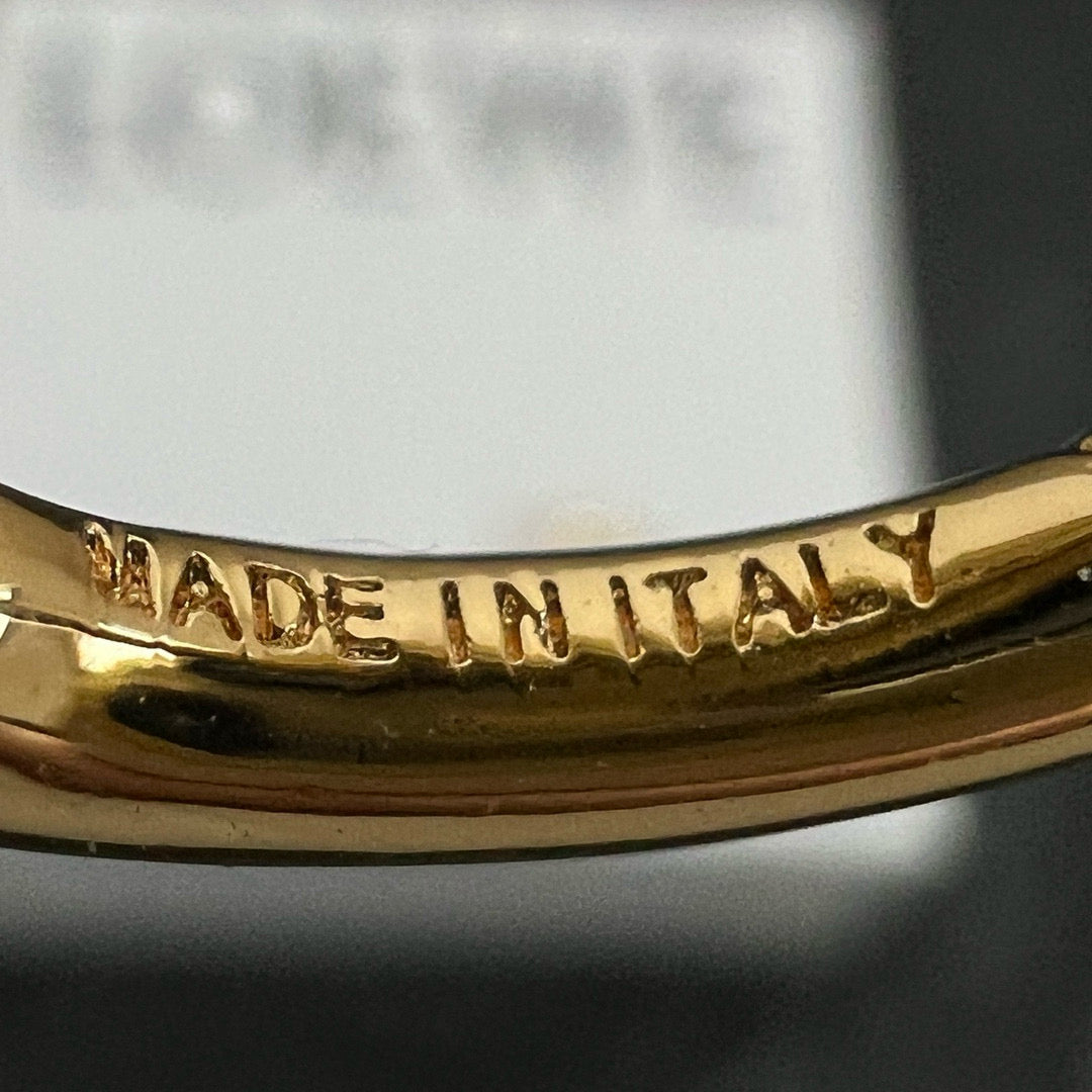 Gold-Tone Carved Diamond Clasp Hoop Earrings