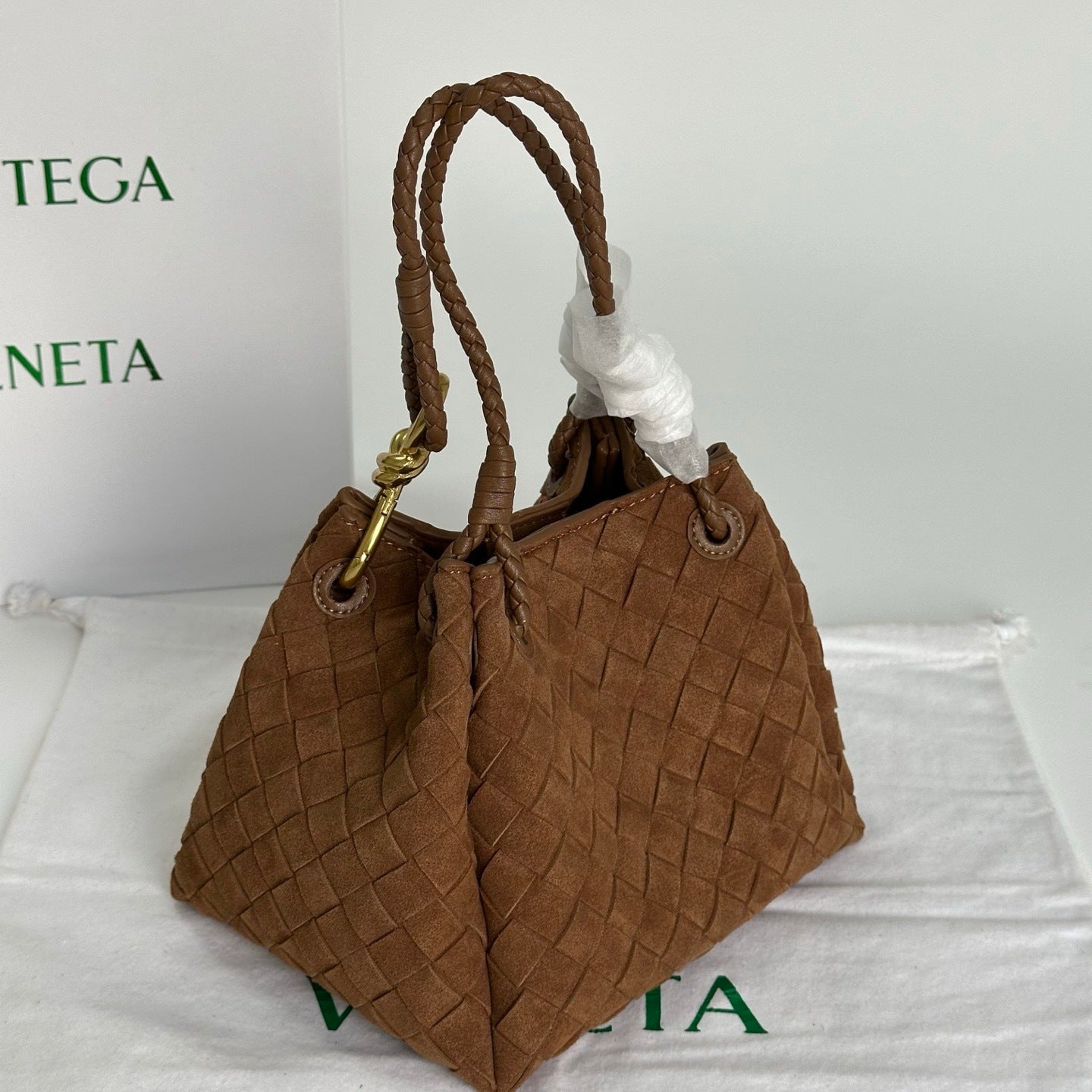Soft Suede Parachute-Style Woven Bag