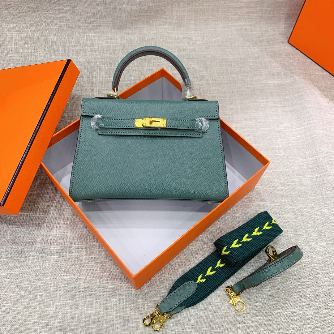 Kelly Palm-Grain Leather Structured Handbag