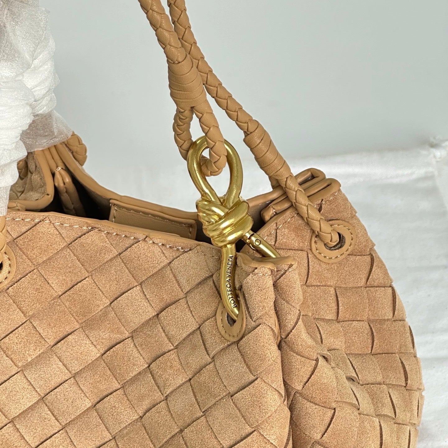 Soft Suede Parachute-Style Woven Bag