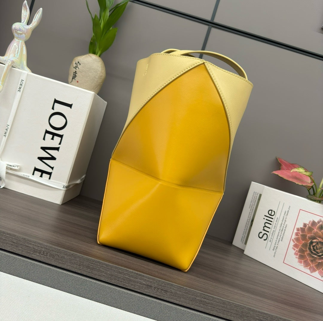 Glossy Leather Puzzle Fold Tote
