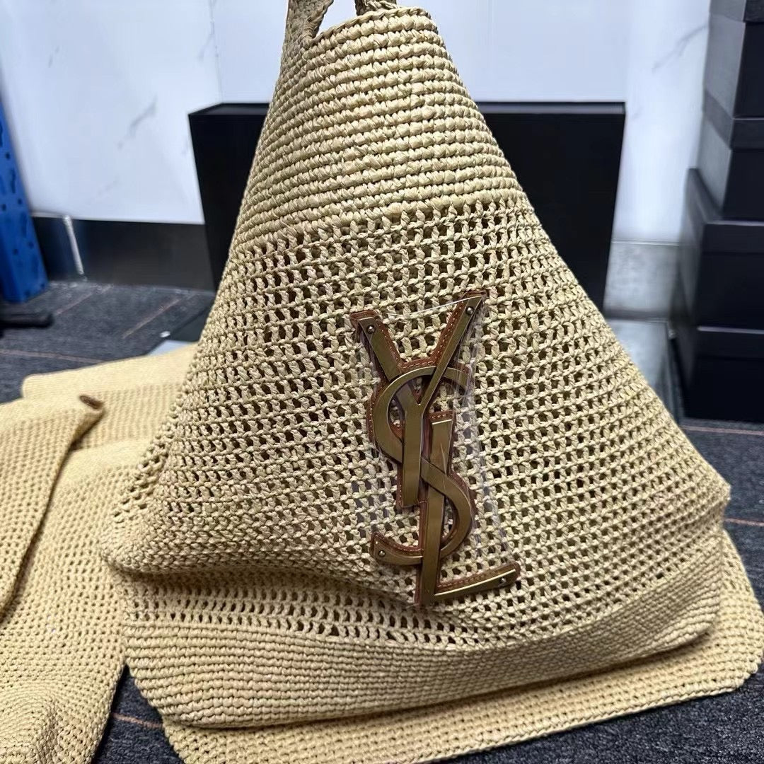 ICARE Woven Raffia Logo Tote (Premium Quality )
