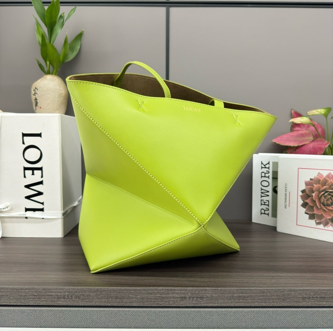 Glossy Leather Puzzle Fold Tote
