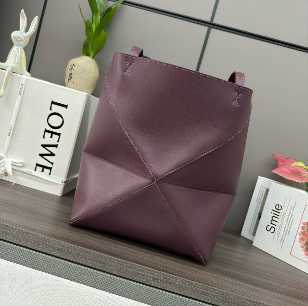 Glossy Leather Puzzle Fold Tote
