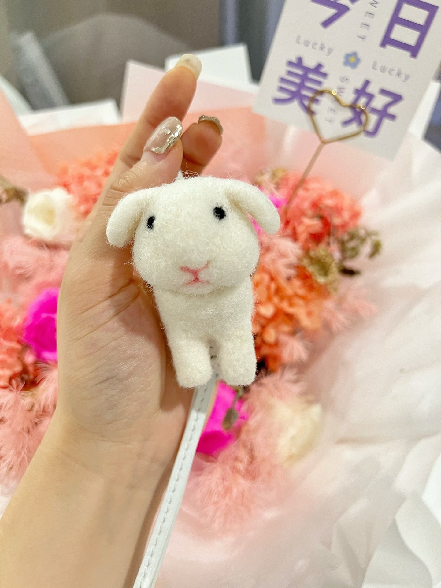 Felt & Leather Bunny Charm 🐰