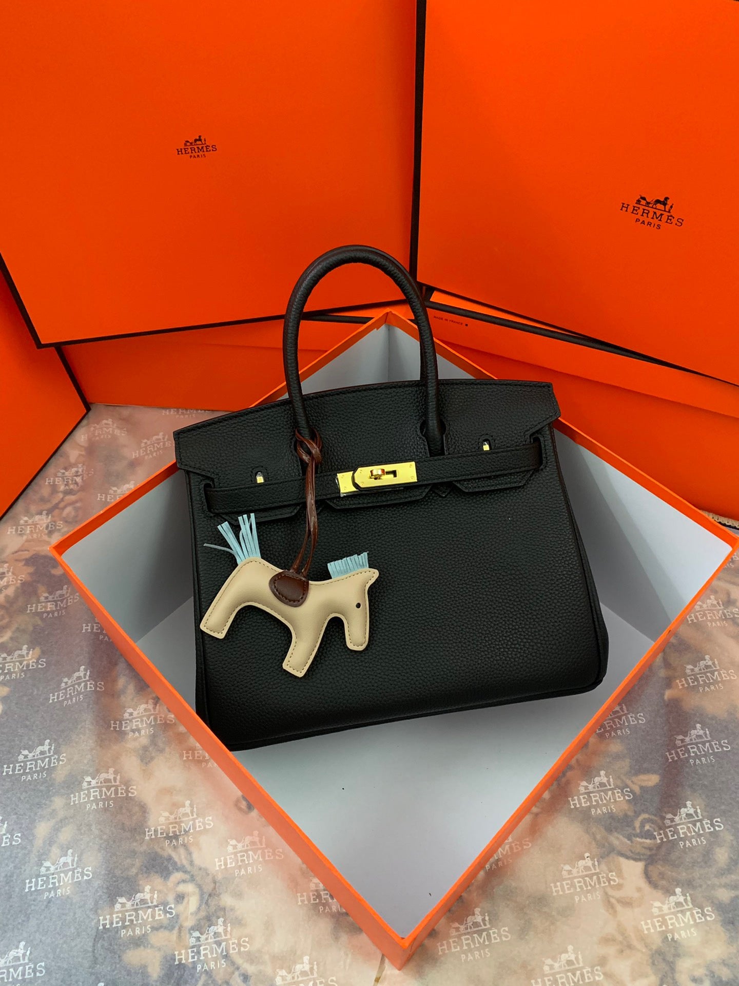 Birkin Platinum Color-Blocked Women's Bag from the Exclusive TOGO Series
