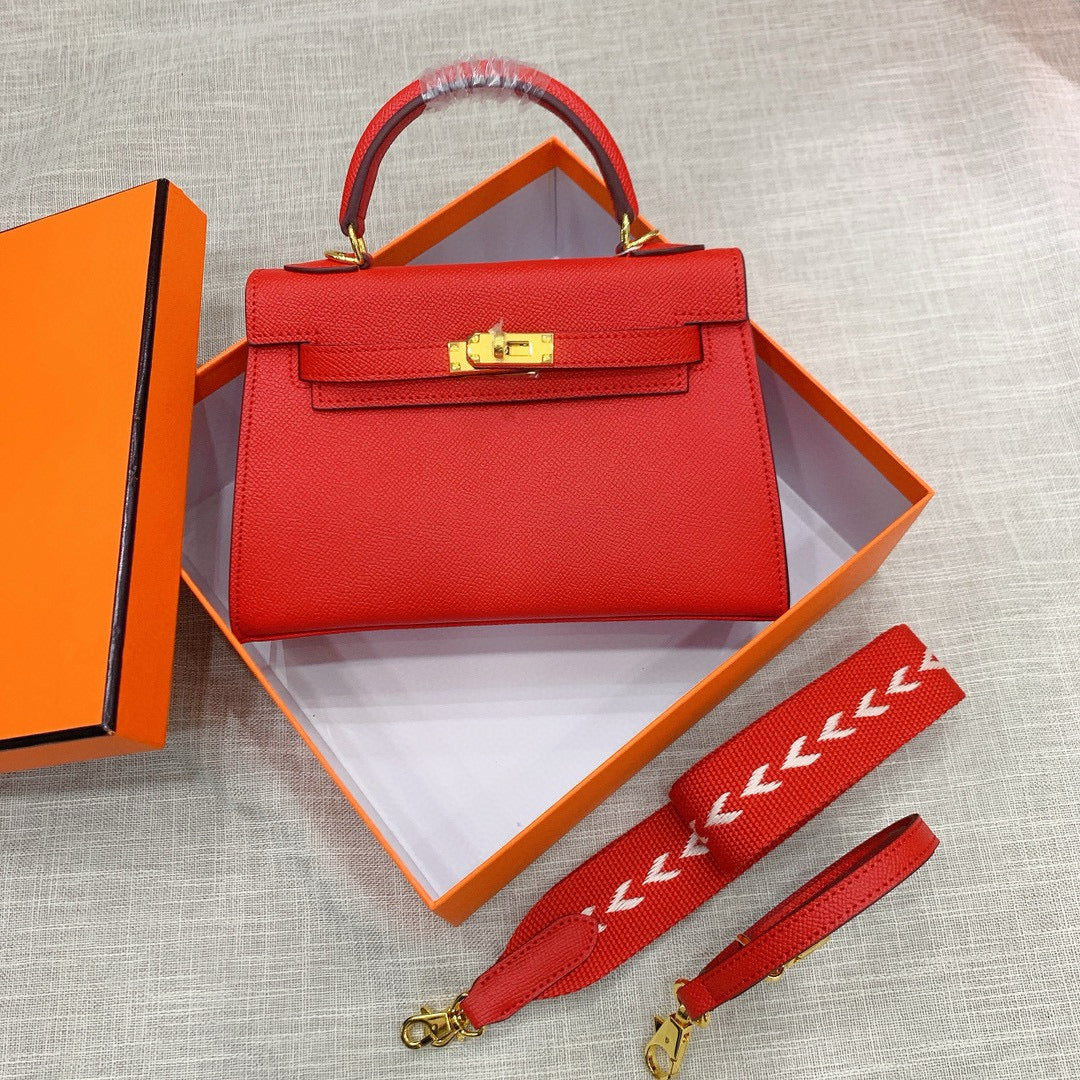 Kelly Palm-Grain Leather Structured Handbag